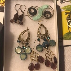 Elegant Gold and Blue Dangle Earrings
